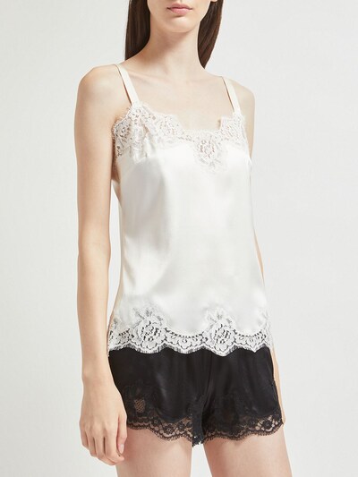 Dolce And Gabbana Stretch Silk Satin And Lace Camisole Top White