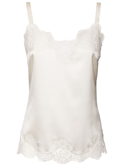 Dolce & Gabbana - Stretch silk satin & lace camisole top - White |  Luisaviaroma