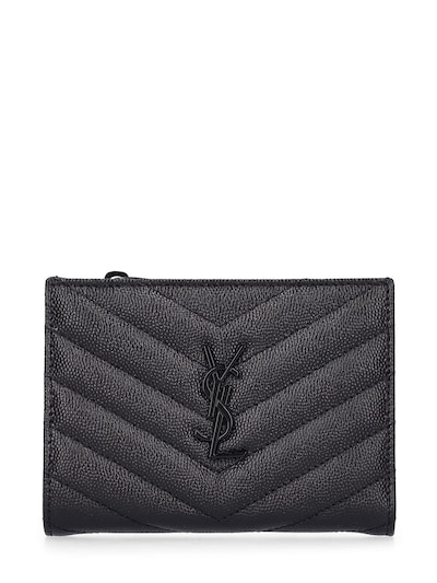 Saint Laurent YSL Monogram Quilted Grain Leather Bifold Wallet