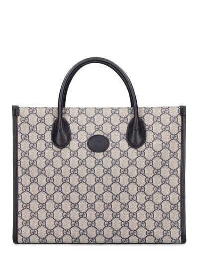 Gucci - Small gg supreme tote bag - Beige/Blue | Luisaviaroma
