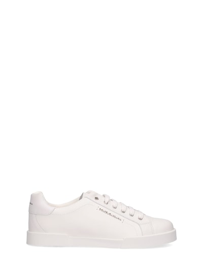 Dolce & Gabbana - Logo print leather lace-up sneakers - White ...