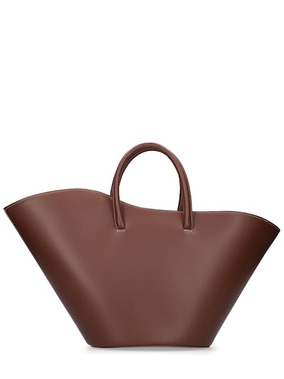 Little Liffner - Medium tulip leather tote bag - Chocolate | Luisaviaroma