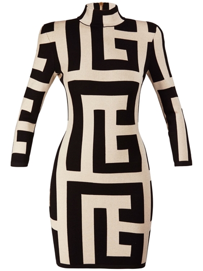 Balmain - Monogram wool blend knit mini 