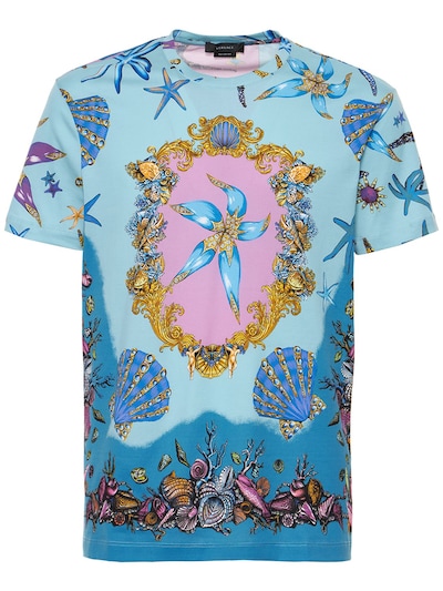 Trésor de la mer print cotton t-shirt - Versace - Men | Luisaviaroma