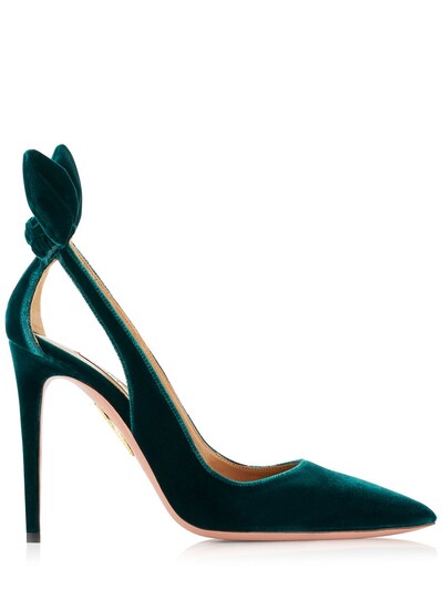 Aquazzura: 105mm Bow Tie velvet pumps - women_0 | Luisa Via Roma