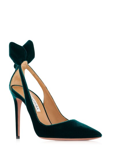 Aquazzura: 105mm Bow Tie velvet pumps - women_1 | Luisa Via Roma
