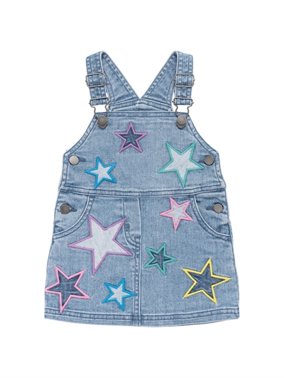 Embroidered stars organic denim dress 