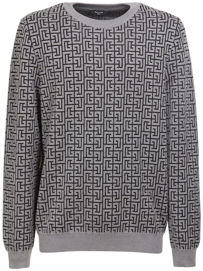 luisaviaroma.com | Balmain monogram wool blend knit sweater