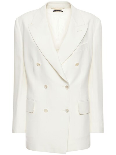 Tom Ford - Double breast stretch cady blazer - White | Luisaviaroma