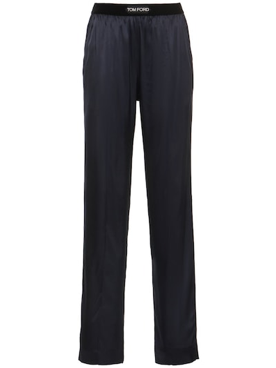 Tom Ford - Logo silk satin pajama pants - Dark Blue | Luisaviaroma