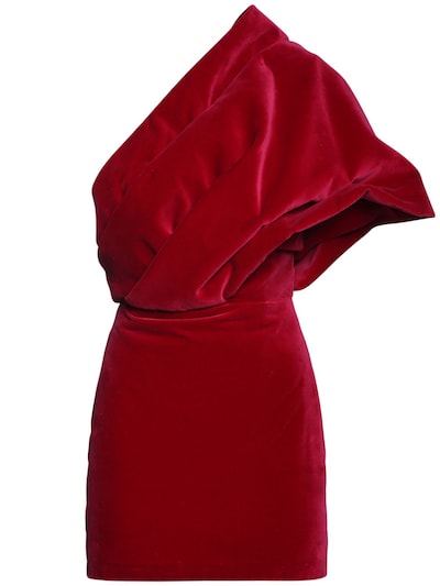 Tom Ford - Asymmetric velvet mini dress - Fuchsia | Luisaviaroma