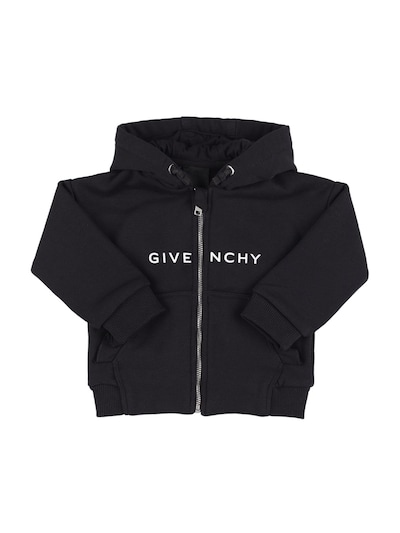 Givenchy - Cotton blend zip hoodie w/ logo - Black | Luisaviaroma