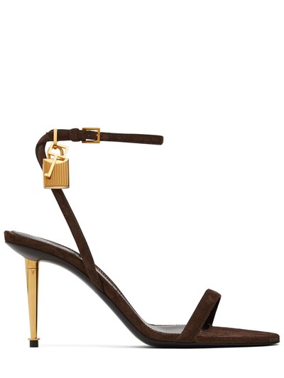 Tom Ford - 85mm padlock suede sandals - Chestnut | Luisaviaroma