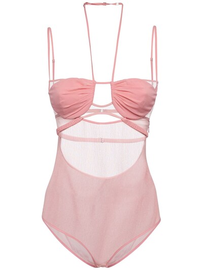 Nensi Dojaka - Gathered silk crepe halter bodysuit - Pink | Luisaviaroma