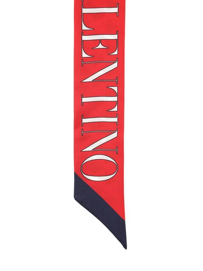 Valentino Garavani: Foulard reversibile in twill di seta stampato - Blu/Rosso/Bianco - women_1 | Luisa Via Roma