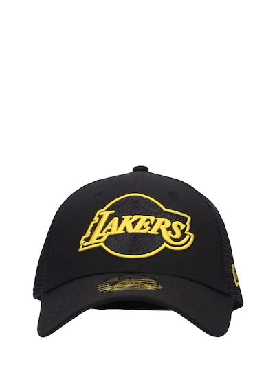 lakers trucker hat black