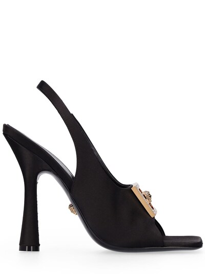 Versace - 110mm satin slingback sandals - Black | Luisaviaroma