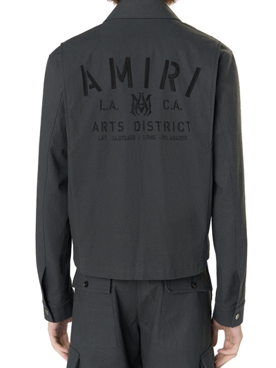 Logo embroidered cotton zip jacket 