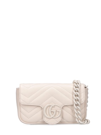 Gucci Gg Marmont Super Mini Leather Cross-body Bag In White