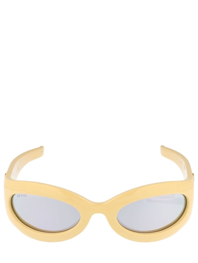 Gucci - Occhiali da sole cat-eye in acetato - Giallo/Argento | Luisaviaroma
