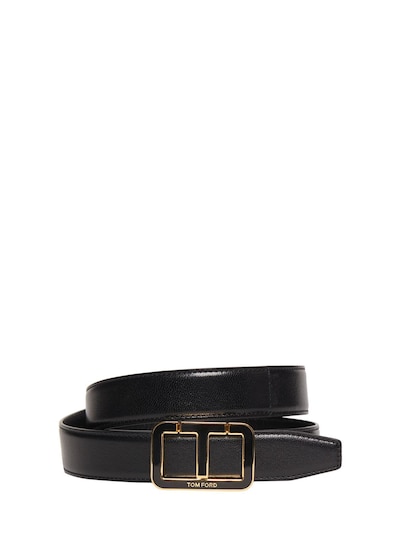 Tom Ford - 3cm logo leather belt - Black | Luisaviaroma