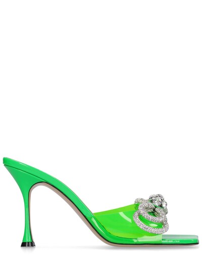 Damen Schuhe Absätze Mules Mach & Mach Leder 95mm Hohe Neon-pvc-mules Mit Doppelschleife in Grün 
