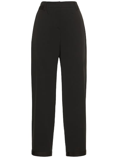 Giorgio Armani - Silk twill straight pants - Black | Luisaviaroma