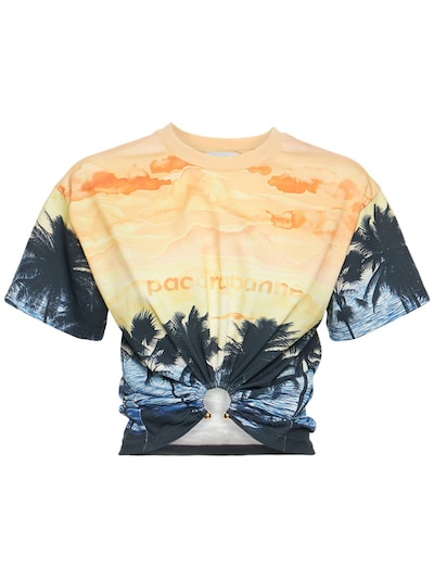 Paco Rabanne - Printed sunset piercing crop t-shirt - Navy Sunset ...