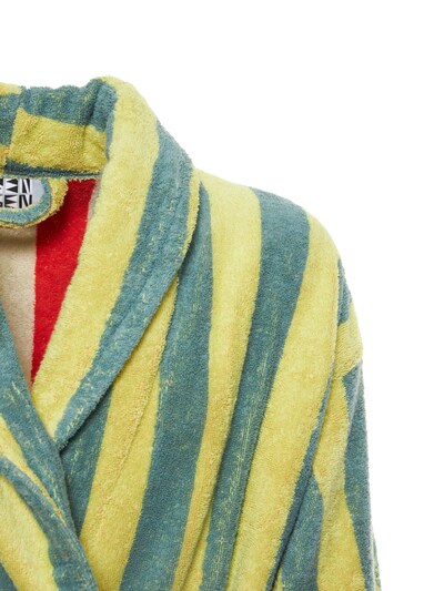 Dusen Dusen: Lime Stripe bathrobe - ecraft_1 | Luisa Via Roma