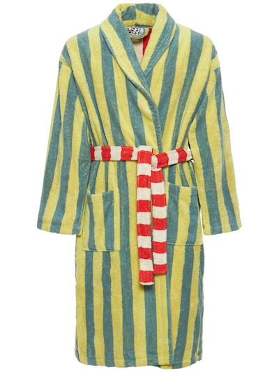 Dusen Dusen: Lime Stripe bathrobe - ecraft_0 | Luisa Via Roma