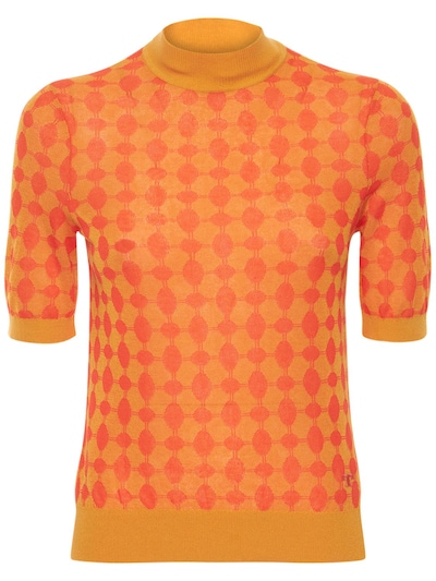 Tory Burch - Jacquard knit mock-neck top - Orange/Multi | Luisaviaroma