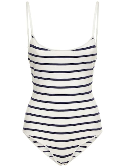 Musier Paris - Dido viscose blend jersey bodysuit - White/Blue ...