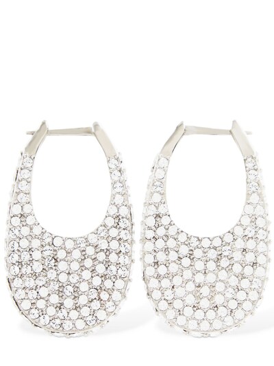 Coperni: Medium Swipe crystal earrings - Crystal - women_0 | Luisa Via Roma