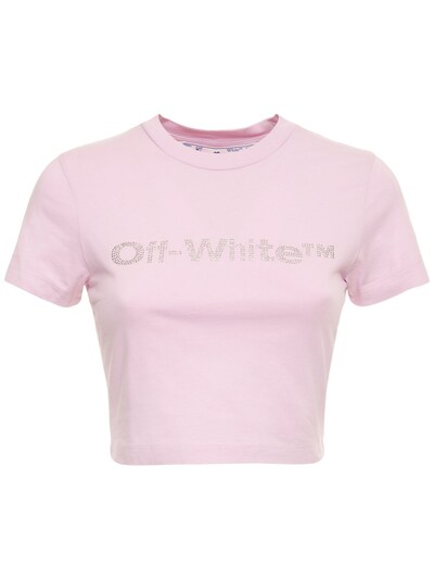 Off-White - Bling bounce 90s fitted cotton t-shirt - Pink | Luisaviaroma