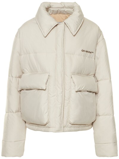 luisaviaroma.com | Off-white peach nylon arrow puffer jacket