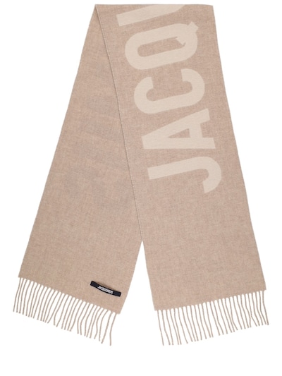 Jacquemus - L'echarpe logo wool scarf - Beige | Luisaviaroma