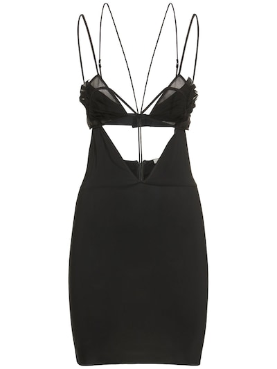 Nensi Dojaka - Heart bra fitted tulle crepe mini dress - Black ...