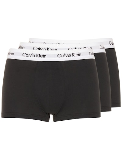Calvin Klein Underwear - Pack of 3 logo cotton low rise trunks - Black ...