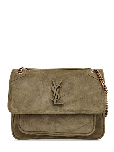 Saint Laurent Niki Medium Leather Shoulder Bag in Brown