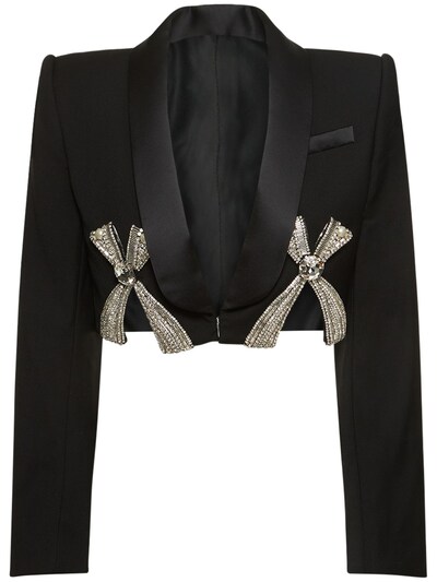 Wool deco bow slit cropped blazer - Area - Women | Luisaviaroma