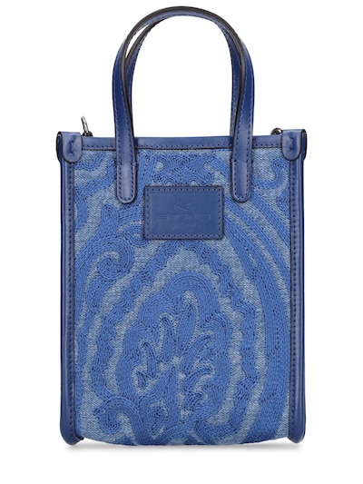 Etro Logo-embroidered Top Handle Bag in Blue