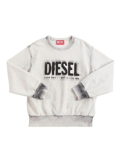 Diesel Kids - Logo print cotton jersey - Off White/Black |