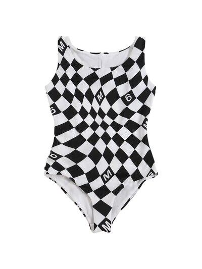 Check print lycra onepiece swimsuit - MM6 Maison Margiela - Girls