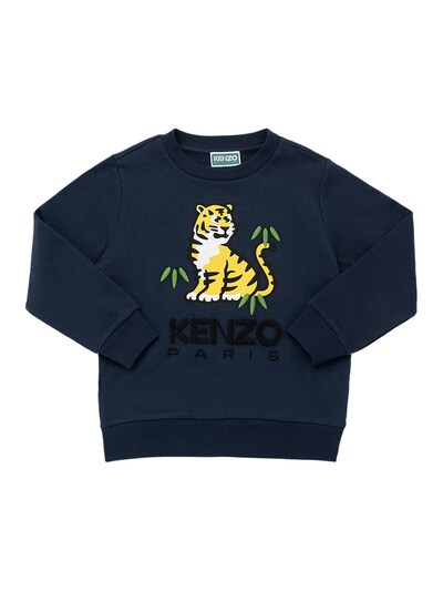 Kenzo Kids Boys Blue Cotton Logo Sweatshirt