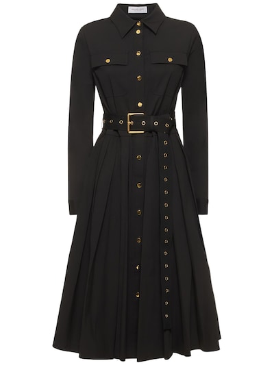 Michael Kors Collection: Cotton poplin belted midi shirt dress - Black - women_0 | Luisa Via Roma