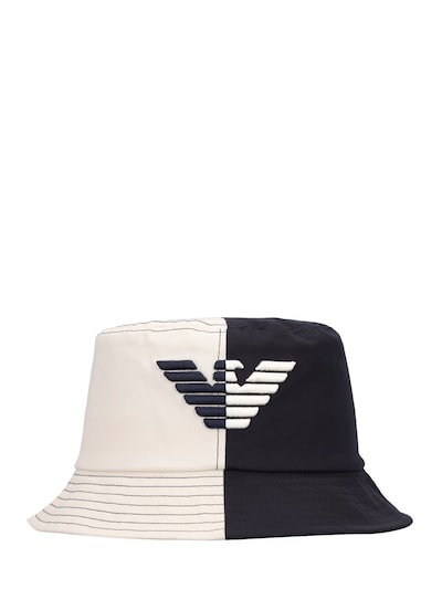 Emporio Armani - Logo embroidery nylon bucket hat - Off White/Navy |  Luisaviaroma