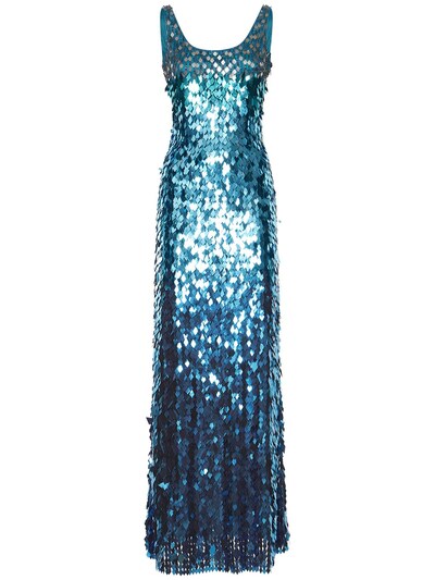 Alberta Ferretti: All over sequins long dress - Blue - women_0 | Luisa Via Roma