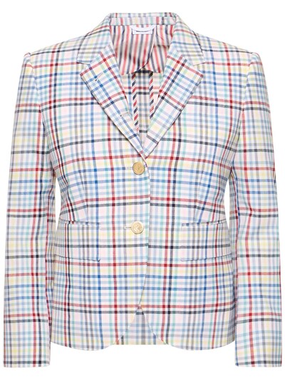 Wool twill gingham blazer - Thom Browne - Women | Luisaviaroma