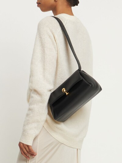 Jil Sander - Medium almond leather shoulder bag - Black | Luisaviaroma