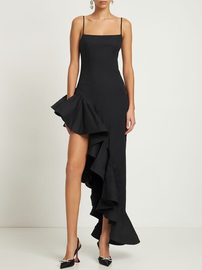 Giuseppe Di Morabito: Ruffled poplin asymmetrical dress - Black - women_1 | Luisa Via Roma